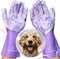 Dog Washing Gloves with Bristle Scrubbers, Reusable Silicone Gloves ideal for Pet Bathing, Massaging & Grooming (Purple)...
