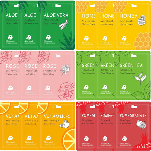 Facial Mask Sheet,Face Mask Skin Care Bulk Pack,Hydrating Spa Face Mask For Sensitive Skin, Facial Masks Sets For Women/Teen Girls (18-Packs)...