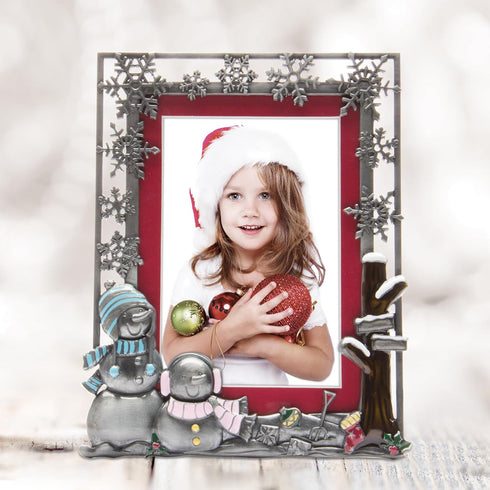 Neil Enterprises Inc. Pewter Winter Snowman Christmas Picture Frame...