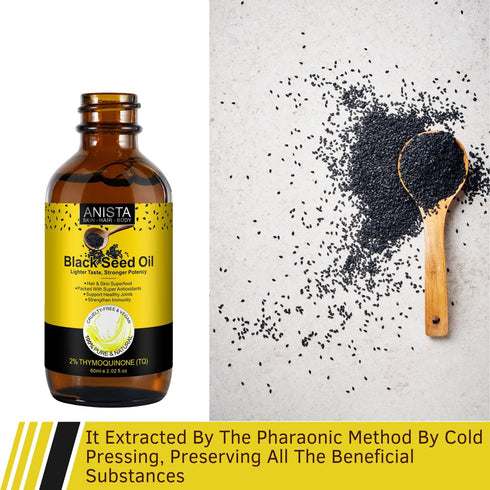 100% Virgin Cold Pressed Black Seed Oil Liquid for Hair Growth, Skin, 3 Times TQ, Omega 3 6 9, Antioxidant Supplement for Joints Digestive & Immun...