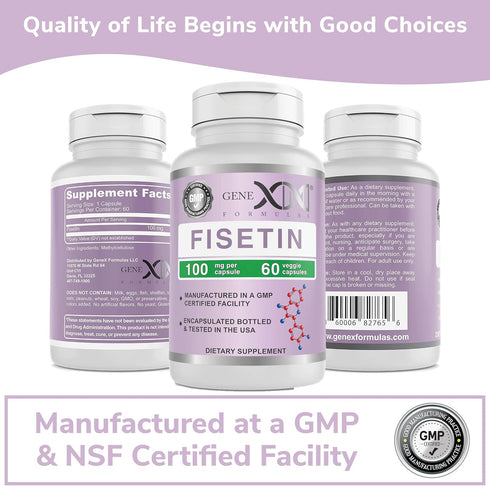 GENEX Fisetin 100mg/Serving (60 Capsules) | Antioxidant That Supports Healthy Aging and Brain Wellness - Non-GMO, Gluten Free, Vegetarian - 2 Mont...