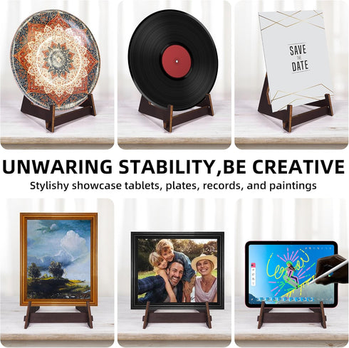 2 Packs 8 Inch Wooden Display Stand, Plate Holder Display Stand for for Display Decorative Photo Frame Stand, Easel Display Stand,Picture Stand,Pl...