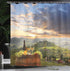 Ambesonne Winery Shower Curtain, Vineyard in Chianti Tuscany Italy Autumn Sunrise Dramatic Clouds, Cloth Fabric Bathroom Decor Set with Hooks, 69"...