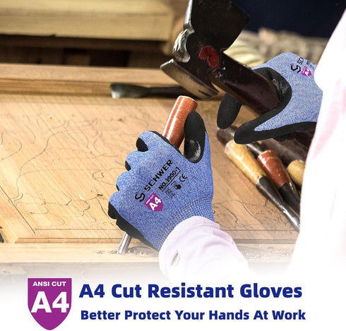 Schwer AIR-SKIN Cut Resistant Gloves AR3900 with Extreme Lightweight & Thin, Level 5 Wire Metal Gloves for Refined Work, Touch-screen, Fiberglass-...