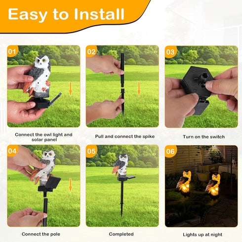 Owl Solar Lights Outdoor Garden, Owl Solar Light Waterproof, Maintain of 10 Hours Lighting Solar Lights Outdoor Owl for Yard, Patio, Lawn, Garden ...