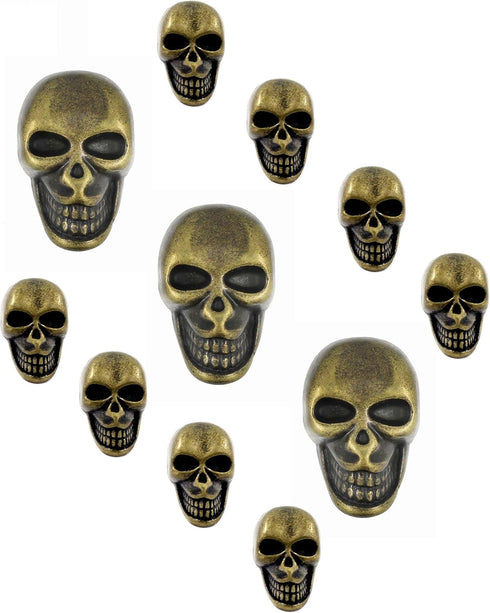 Bezelry Skull Antique Brass Metal Shank Buttons. Blazer Button Set. 3 Pcs of 25mm, 8 Pcs of 16mm...