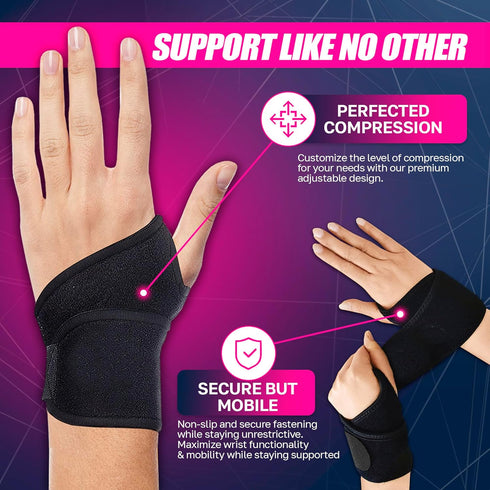 Premium Wrist Brace for Carpal Tunnel Pain Relief and Support | Adjustable Wrist Support Brace for Working Out, Arthritis, Sprained Wrist, and Ten...
