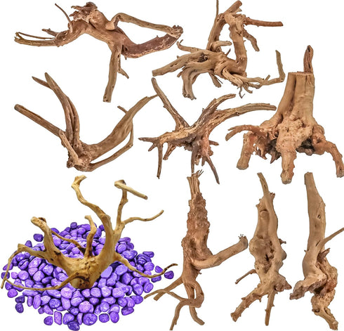8 Pack Natural Driftwood for Aquarium, Aquarium Decor Spider Wood Freshwater Fish Tank Reptile Driftwood Branch (3.15"- 4")...