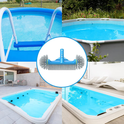 12.5'' Round End Pool Brush Head Cleaning Pool Wall & Tiles & Steps Sturdy Nylon Bristles, Pool Scrub Brushes,for Inground/above Ground Swimming P...