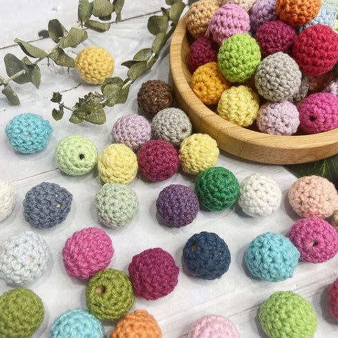 Wooden Crochet Beads 20mm 50pc Mix Color Beads DIY Accessories for Making Necklace Bracelet...