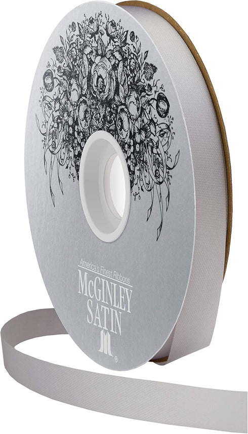 McGinley Mills 9/16" W Acetate Satin Ribbon, Silver Gray, 100 Yard Spool...