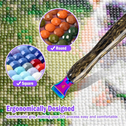 Snewvie Diamond Painting Pen Accessories Tools Set,1PCS Black Diamond Art Pen and 3Pcs Metal Screw Thread Multi Placer Tips,Resin Diamond Painting...