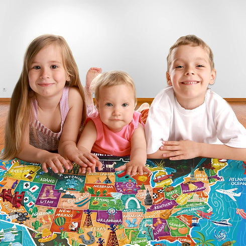 Kids Puzzle Toy Puzzles for Kids Ages 4-8 USA Map Floor Puzzle Raising Children Recognition &Promotes Hand-Eye Coordinatio (46Pcs)...