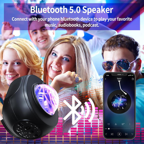 Starlight Projector, Space Projector for Bedroom with Barred Spiral Galaxy Built-in Bluetooth, Space Projector with Timer, Gifts for Christmas, Bi...