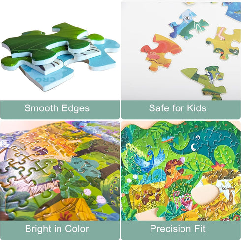 Kids Animal Puzzles, 154 Piece Crocodile Shaped Jigsaw Puzzles for Kids Ages 8,9,10,11,12 Boys and Girls Toy Puzzles, Family Puzzle Games for Chil...