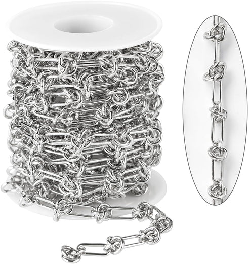 4 Meters Silver Paperclip Chains with Buckles Metal Iron Jewelry Chain for Jewelry Making Stylish Heavy Necklace Bracelet DIY Chains Bulk...