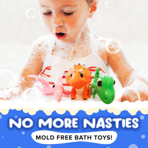Dinosaur Bath Toys No Holes, Mold Free Baby Bath Toys for Toddlers 1-3, Dino Bath Toys for Tub,Beach,Pool, BPA-Free, Dishwasher-Safe, Infant Batht...