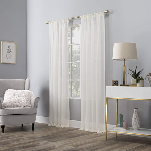 No. 918 Genevieve 2-pack 2-pack Linen Weave Sheer Semi-Sheer Grommet Curtain Panel Pair, 50" x 96", Cream...