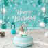 Teal and Silver Birthday Banner - Turquoise Green Party Decorations, Mint Blue Backdrop for Girls Boys Baby Shower, Glitter Party Supplies 71 x 44...