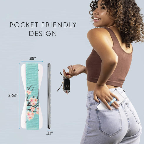 LOVEHANDLE Universal Phone Grip for Most Smartphones, Mini Tablets and Cases, Cherry Blossom Design Elastic Strap with White Base, lh-01-cherryblo...