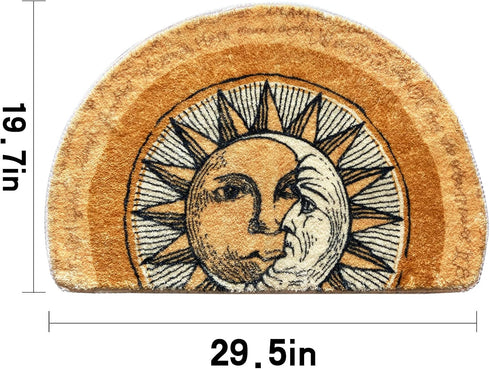 Half Round Door Mat,Semi Circle Bathroom Floor Rug,Tarot Sun Moon Rug,Non-Slip Welcome Entrance Way Rug,Absorbent Bath Mat,Microfiber Tufted Indoo...
