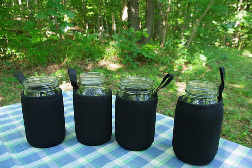 Masun Mason jar Sleeve Wide, and regular mouth quart jars (Black 4 pack)...