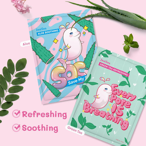 ZealSea Sheet Mask Skin Care (Pack of 7) Beauty Facial Mask Spa Face Mask Birthday Party gifts Women, Men kids Girls - Hydrate, Brighten, Moisturi...