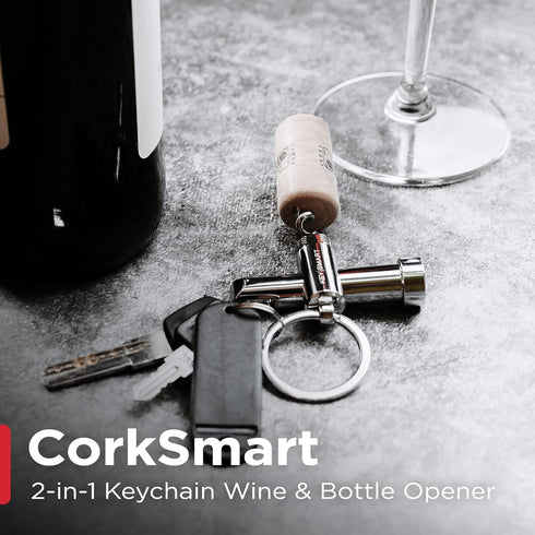 KeySmart CorkSmart - 2-in-1 Keychain Wine Opener and Bottle Opener, the Ultimate Dual Bottle Opener and Wine Bottle Opener Corkscrew Keychain Acce...