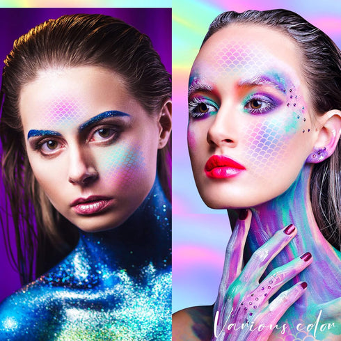 5 Pieces Mermaid Scale Stencil, Mermaid Makeup Stencil Reusable Fish Scale Template Large Plastic Scale Wall Stencil for Painting on Wall Face Bod...