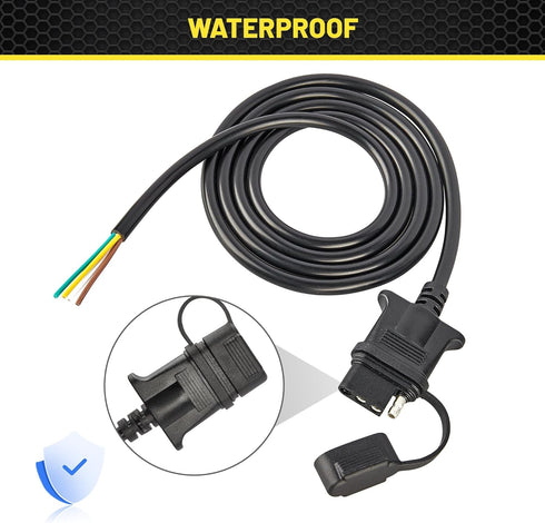 Oyviny Vehicle-Side 4-Pin Flat Trailer Wiring Harness 5 Feet Heavy Duty 4 Pin Female Trailer Connector 18AWG Pure Copper Wire W/PVC Jacketed Cable...