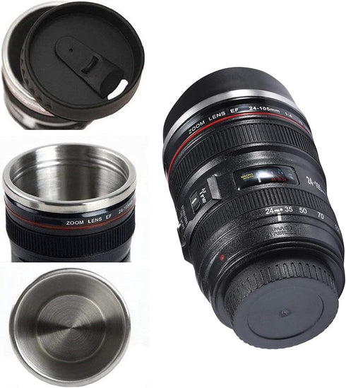 Camera Lens Coffee Mugs,Stainless Steel Camera Lens Cups,Unique Gift Idea for Photographers,Novelty Coffee Mugs for Home Supplies,Men,Women,Christ...