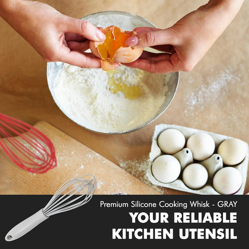 Chef Craft Premium Silicone Wire Cooking Whisk, 10.5 inch, Gray...