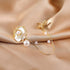Golden Flower Pearl Brooch Pins for Women Chain Butterfly Cameo Copper Lapel Brooch Pins...