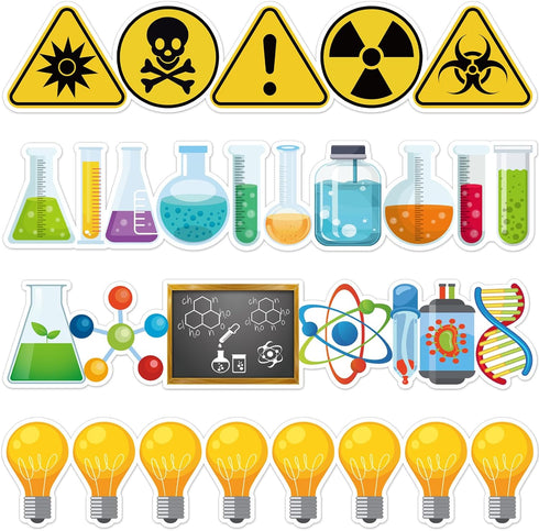 80 Pcs 91.8 ft Science Bulletin Board Borders Science Lab Borders Science Classroom Decorations Self Adhesive Chemistry Biology Fair Stickers for ...