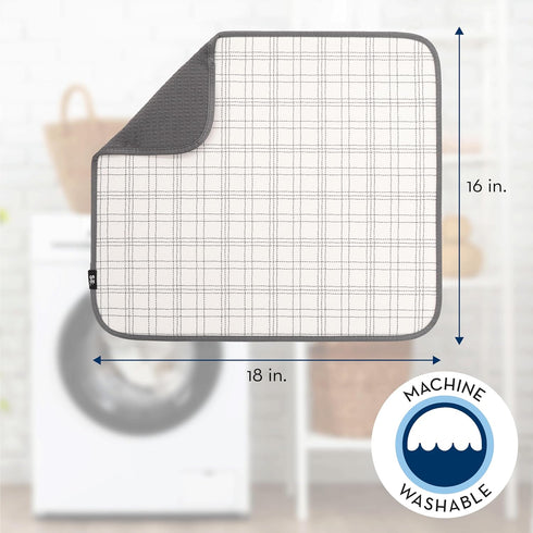 S&T INC. Dish Drying Mat, Highly Absorbent Microfiber Kitchen Counter Mat, Dish Drying Pad for Dishes, Utensils, Pots and Pans, Large 16" x 18", S...