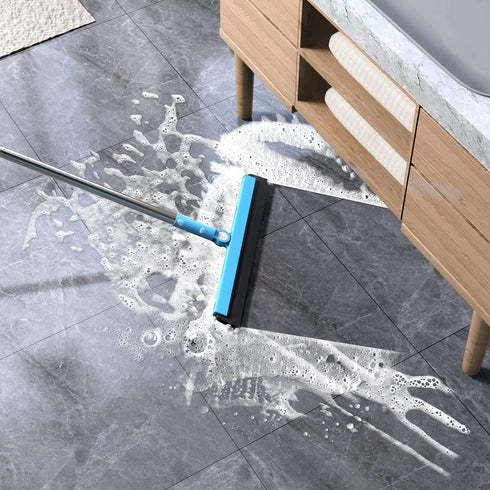 KOLLIEE Floor Squeegee Adjustable 59'' Long Handle Professional Floor Squeegee with Hook Water Squeegee Foam Blade for Concrete Floor Tile Pet Hai...
