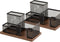 Antique Wood & Mesh Pen Holder Office Supplies Caddy, Storage Baskets for Desktop Accessorieswith Sticky Notes Holder,3 Compartments(2 Pack Black)...