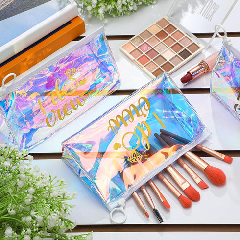 12 Pcs Bachelorette Makeup Bags Retro Disco Cowgirl Recovery Kit Bags Girls Trip Holographic Cosmetic Bags with Zipper Gift Bags for Women (I Do C...
