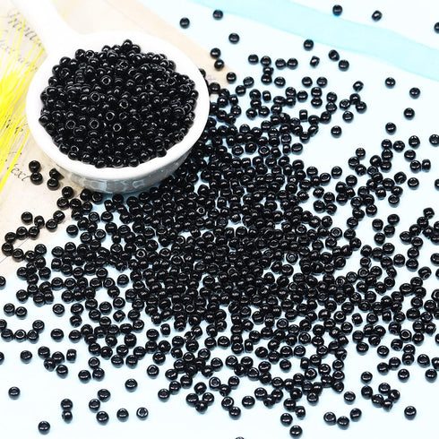 Bala&Fillic Black Color 4mm Seed Beads About 1200pcs/100Grams in Bag, 6/0 Glass Craft Beads for Making Bracelet and Necklace (Black)...