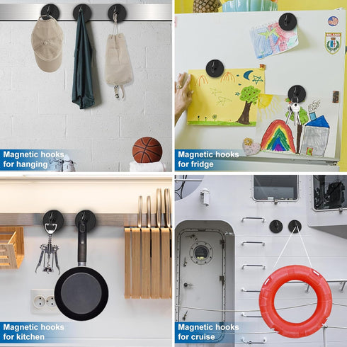 LOVIMAG Black Magnetic Hooks, 150LBS Magnet Hooks for Hanging Heavy Duty, Magnetic Hooks Cruise for Home Improvement Must Haves,Toolbox, Kitchen, ...