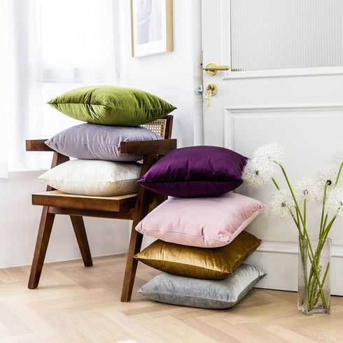 Home Brilliant Gold Pillow Covers Square Velvet Euro Shams for Patio Modern Large Throw Pillowcases for Living Room Sofa Decorations, 24x24 inch(6...