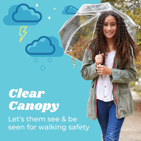 totes Kid's Clear Bubble Umbrella with Dome Canopy, Lightweight Design, Wind and Rain Protection, Cosmic Adventure, Kids-38...