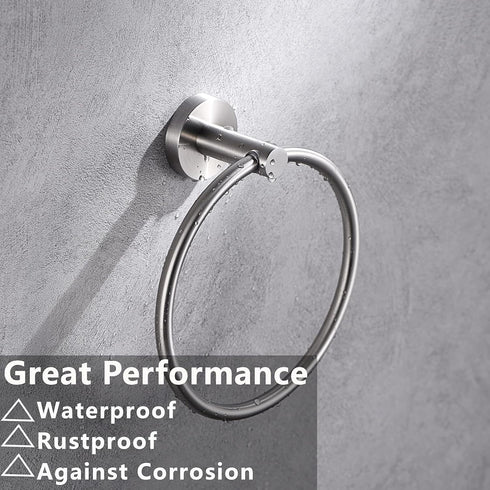 Brushed Nickel Toilet Paper Holder and Hand Towel Ring Set 2 Pieces Bathroom Hardware Accessories Set SUS 304 Stainless Steel Heavy Duty Wall Moun...