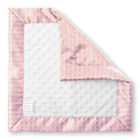 SwaddleDesigns Baby Lovie, Small Security Blanket, Plush Dots with Satin Trim, White Mini Mod Circles on Pastel Pink, 14 x 14 inches (36 x 36 cm)...