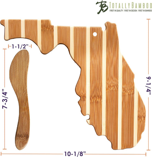 Totally Bamboo Florida Charcuterie Board with Spreader Knife Gift Set, 9-1/4" x 10-1/8"...