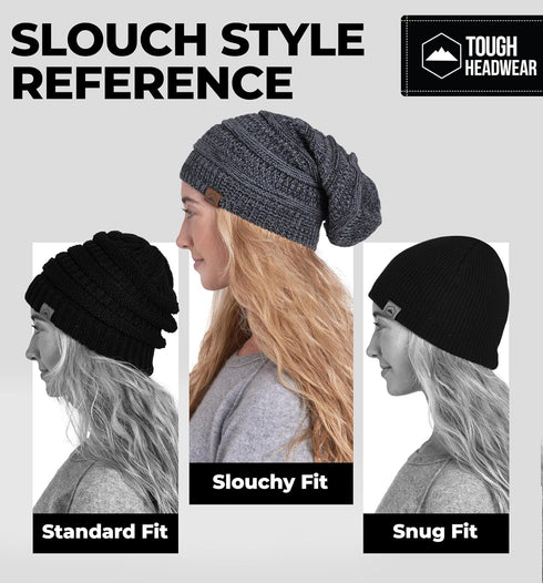 Tough Headwear Slouchy Beanie Hats for Women, Oversized Mens Beanie Hat, Knitted Beanie, Running Gear for Men,Womens Fall Hat...
