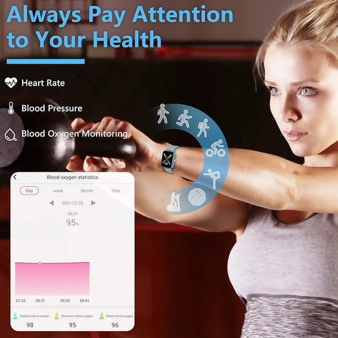 GECENinov Smart Watch, Activity Fitness Tracker with 1.54" Full Touch, Sleep Monitor, Heart Rate and Blood Oxygen Monitor, IP65 Waterproof Smartwa...