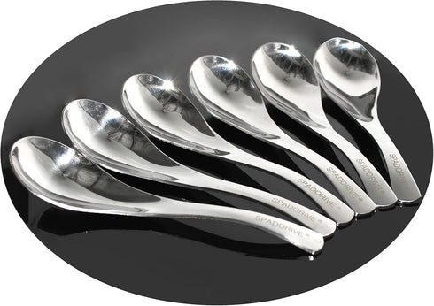 Set of 6-6.5 x1.8 Inches Functional Heavy-Weight Stainless Steel Soup Spoons Table Spoons with Modern Look Excellent Shape (6)...