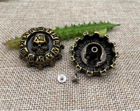 8pcs 37mm Screw Back Buttons for Leather Skull Screw Back Coin Screw Back Buttons Leather Craft Ornament Leather Decoration for Wallets Belts Vest...