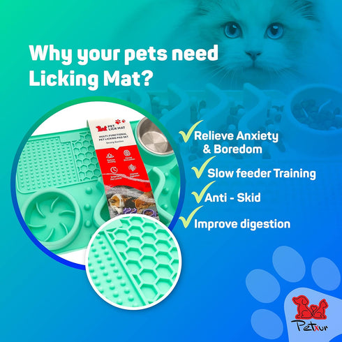 Small Size Dog Slow Feeder Mat, Lick Mat - All in One Slow Feeding Food Bowl, Anxiety Relief, Spillproof, Wet Food, Puzzle mat, Non Toxic Silicone...